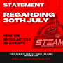 Statement Regarding July 30th Game Day